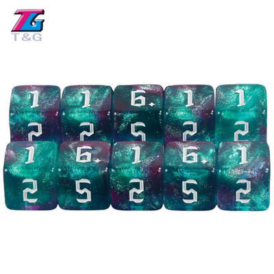 10 бр. 6-странни зарове Двуцветни полиедрични зарове Комплект D6 зарове Игра със зарове Игри с подаръци Комплекти зарове за настолни игри
