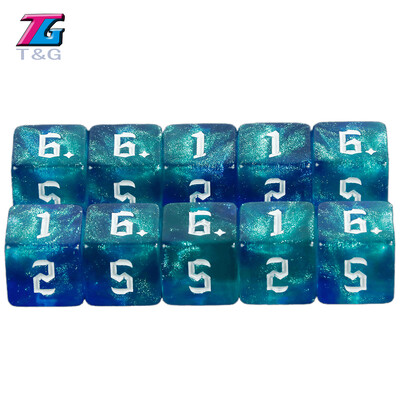 10 бр. 6-странни зарове Двуцветни полиедрични зарове Комплект D6 зарове Игра със зарове Игри с подаръци Комплекти зарове за настолни игри