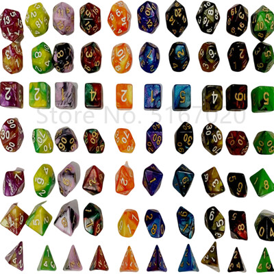 Täringutest akrüülist täisringikujuline polühedral täringukomplekt, mis sobib Dungeon and Dragon Trailblazeri rollimängudeks (RPG-d)