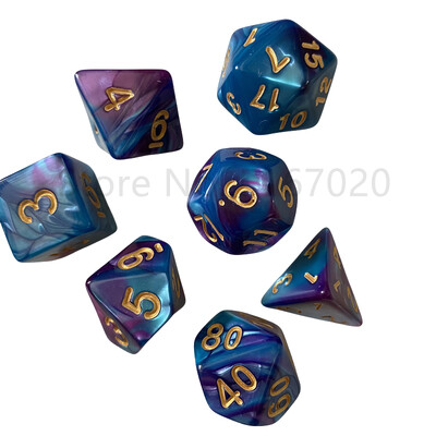 Набор от акрилни зарове с плътен кръгъл ръб и многогранни зарове, подходящи за ролеви игри Dungeon и Dragon Trailblazer (RPG)