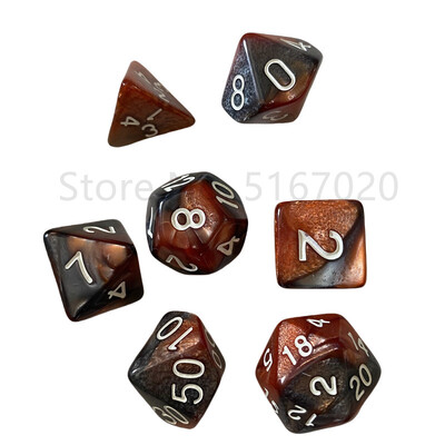 Набор от акрилни зарове с плътен кръгъл ръб и многогранни зарове, подходящи за ролеви игри Dungeon и Dragon Trailblazer (RPG)