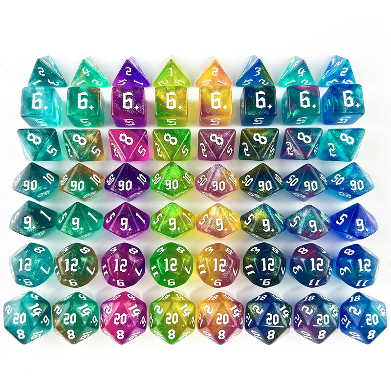 Iridescent Glitter RPG Polyhedral Dice Set za DND igru Dungeon and Dragons Table Board Igranje u rolama