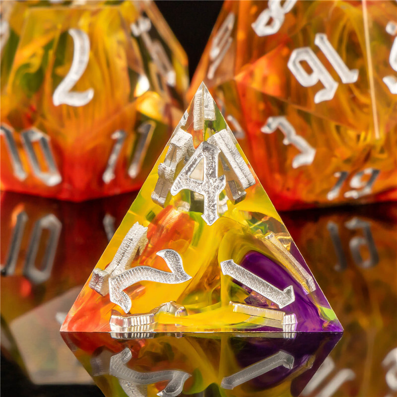 DND „Sharp Edge“ kauliukų rinkinys „D&D“, „Resin Sharp Edge“ daugiakampis požemis ir drakonas RPG vaidmenų žaidimas D ir D kauliukais D20 D12 D10 D8 D6 D4