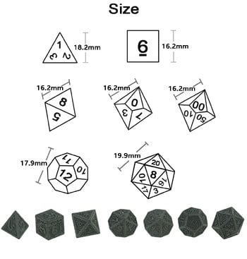 Нов комплект зарове от 7 бр. - Идеален подарък за любителите на аксесоари за настолни игри DND
