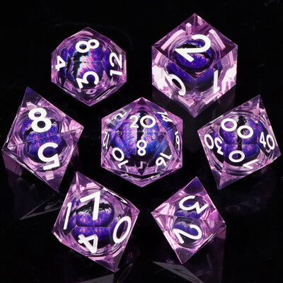 MUNDICE Beholder`s Eye Dice za DnD, RPG kockice, Set kockica za Dungeon and Dragon, Sharp Edge Dice, Purple Dice, D&D