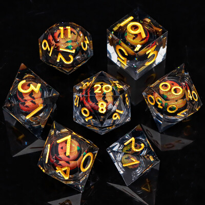 MUNDICE Beholder's Eye DnD kauliukai, RPG kauliukai, kauliukų rinkinys požemiui ir drakonui, Sharp Edge kauliukai, purpuriniai kauliukai, D&D