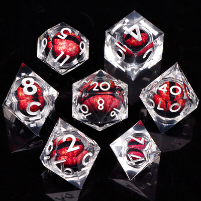 MUNDICE Beholder's Eye DnD kauliukai, RPG kauliukai, kauliukų rinkinys požemiui ir drakonui, Sharp Edge kauliukai, purpuriniai kauliukai, D&D