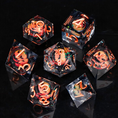 MUNDICE Beholder's Eye DnD kauliukai, RPG kauliukai, kauliukų rinkinys požemiui ir drakonui, Sharp Edge kauliukai, purpuriniai kauliukai, D&D