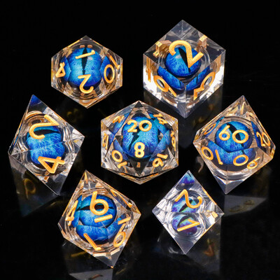 MUNDICE Beholder's Eye DnD kauliukai, RPG kauliukai, kauliukų rinkinys požemiui ir drakonui, Sharp Edge kauliukai, purpuriniai kauliukai, D&D