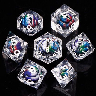 MUNDICE Beholder's Eye DnD kauliukai, RPG kauliukai, kauliukų rinkinys požemiui ir drakonui, Sharp Edge kauliukai, purpuriniai kauliukai, D&D