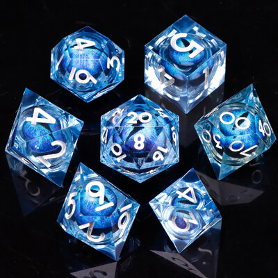 MUNDICE Beholder's Eye DnD kauliukai, RPG kauliukai, kauliukų rinkinys požemiui ir drakonui, Sharp Edge kauliukai, purpuriniai kauliukai, D&D