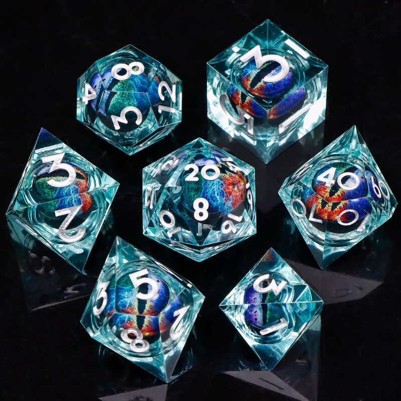 MUNDICE Beholder's Eye DnD kauliukai, RPG kauliukai, kauliukų rinkinys požemiui ir drakonui, Sharp Edge kauliukai, purpuriniai kauliukai, D&D