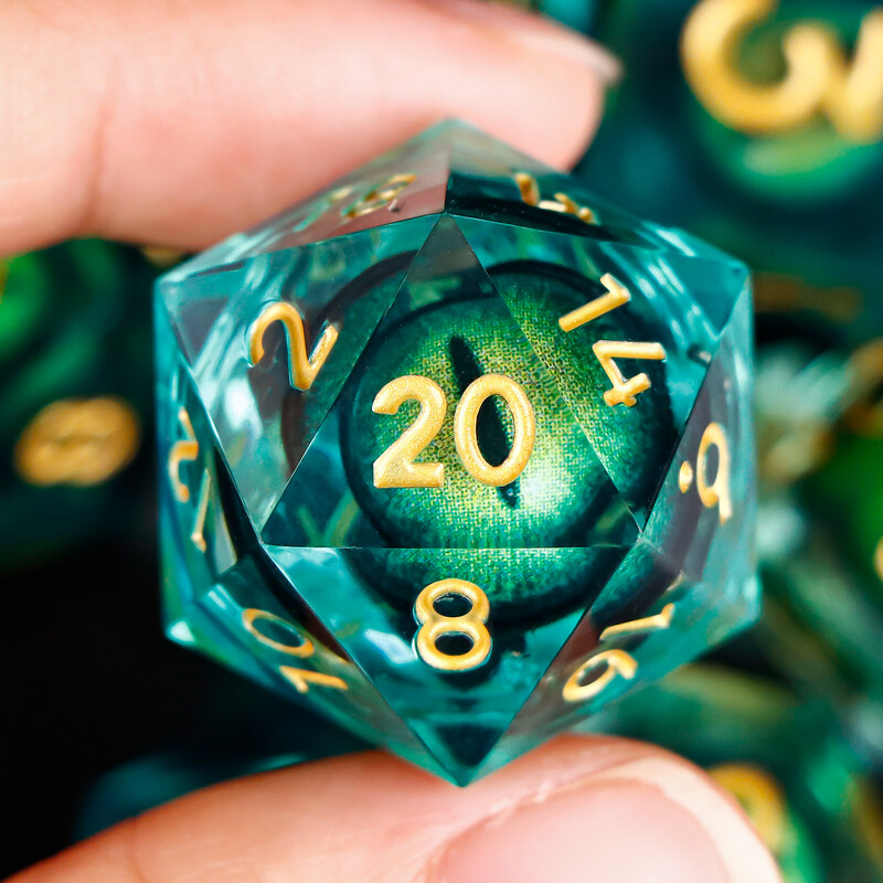 MUNDICE Beholder's Eye DnD kauliukai, RPG kauliukai, kauliukų rinkinys požemiui ir drakonui, Sharp Edge kauliukai, purpuriniai kauliukai, D&D