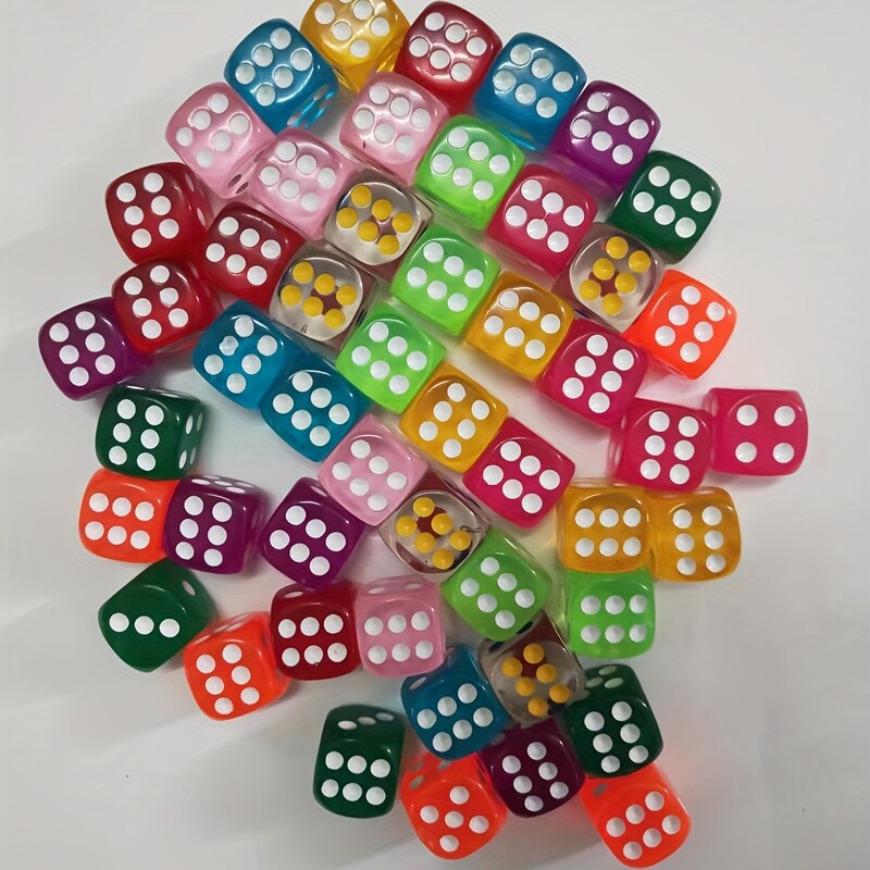 Set šarenih kockica od 50 komada od 14 mm - savršen za igranje igrica za djecu i odrasle!