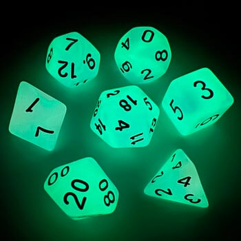 Комплект Polyhedral Dice Glow in The Dark D&D Dice, идеален за DND, RPG и други игри