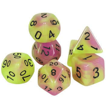 Комплект Polyhedral Dice Glow in The Dark D&D Dice, идеален за DND, RPG и други игри