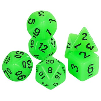 Комплект Polyhedral Dice Glow in The Dark D&D Dice, идеален за DND, RPG и други игри