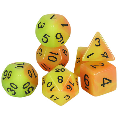 Комплект Polyhedral Dice Glow in The Dark D&D Dice, идеален за DND, RPG и други игри