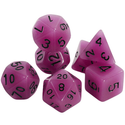 Комплект Polyhedral Dice Glow in The Dark D&D Dice, идеален за DND, RPG и други игри