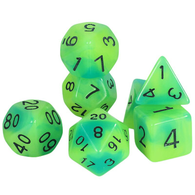 Комплект Polyhedral Dice Glow in The Dark D&D Dice, идеален за DND, RPG и други игри