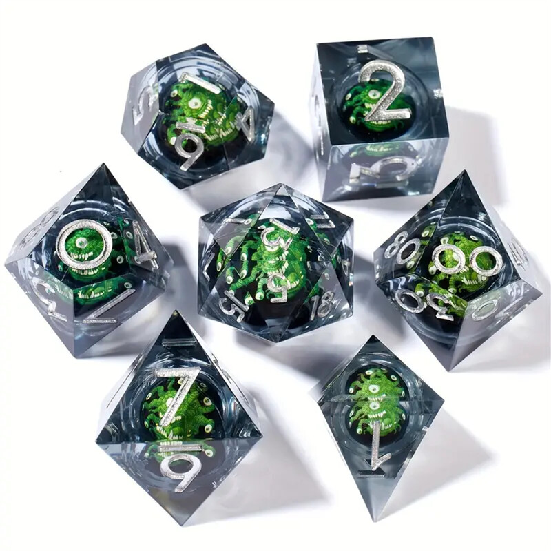 7-osaline silmamuna täringukomplekt DND, millel on pealuud, loomad, sobib rollimängudeks, jõuludeks, Halloweeniks ja ideaalseteks kingitusteks