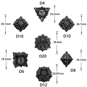 7 бр. Комплект метални зарове с цветен лотос за DND TRPG COC Running Team D20 D12 D10 D8 D6 D4 Настолна игра Polyhedral Dice Number Dice Kit