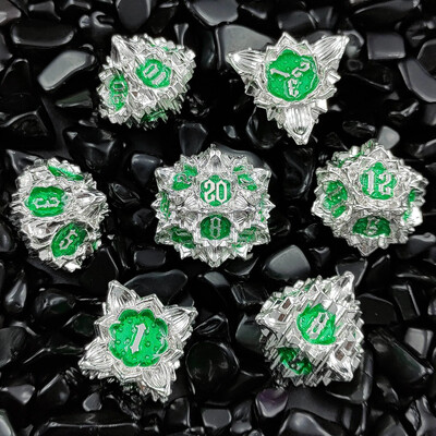 7 бр. Комплект метални зарове с цветен лотос за DND TRPG COC Running Team D20 D12 D10 D8 D6 D4 Настолна игра Polyhedral Dice Number Dice Kit