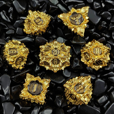 7 бр. Комплект метални зарове с цветен лотос за DND TRPG COC Running Team D20 D12 D10 D8 D6 D4 Настолна игра Polyhedral Dice Number Dice Kit