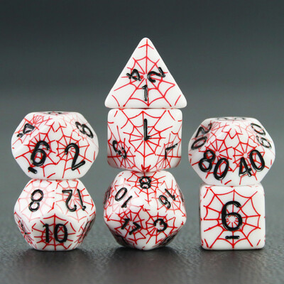 Komplet poliedarskih DND kocki u dizajnu paukove mreže - savršen za društvene igre D4 D6 D8 D10 D00 D12 D20 KOCKE