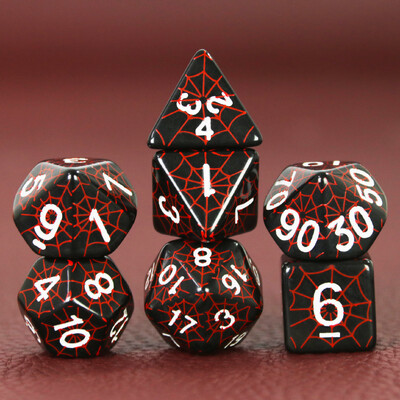 Komplet poliedarskih DND kocki u dizajnu paukove mreže - savršen za društvene igre D4 D6 D8 D10 D00 D12 D20 KOCKE