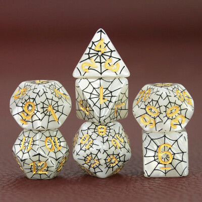 Komplet poliedarskih DND kocki u dizajnu paukove mreže - savršen za društvene igre D4 D6 D8 D10 D00 D12 D20 KOCKE