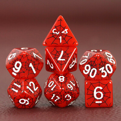 Komplet poliedarskih DND kocki u dizajnu paukove mreže - savršen za društvene igre D4 D6 D8 D10 D00 D12 D20 KOCKE