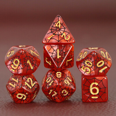 Komplet poliedarskih DND kocki u dizajnu paukove mreže - savršen za društvene igre D4 D6 D8 D10 D00 D12 D20 KOCKE