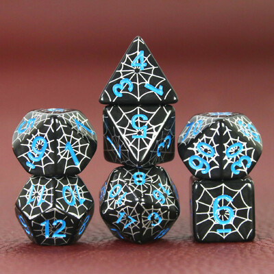 Komplet poliedarskih DND kocki u dizajnu paukove mreže - savršen za društvene igre D4 D6 D8 D10 D00 D12 D20 KOCKE