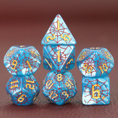 Komplet poliedarskih DND kocki u dizajnu paukove mreže - savršen za društvene igre D4 D6 D8 D10 D00 D12 D20 KOCKE