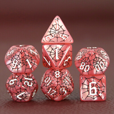 Komplet poliedarskih DND kocki u dizajnu paukove mreže - savršen za društvene igre D4 D6 D8 D10 D00 D12 D20 KOCKE
