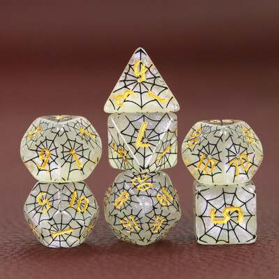 Komplet poliedarskih DND kocki u dizajnu paukove mreže - savršen za društvene igre D4 D6 D8 D10 D00 D12 D20 KOCKE