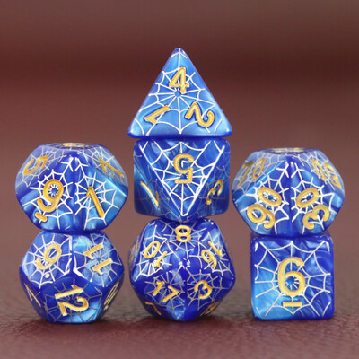 Komplet poliedarskih DND kocki u dizajnu paukove mreže - savršen za društvene igre D4 D6 D8 D10 D00 D12 D20 KOCKE