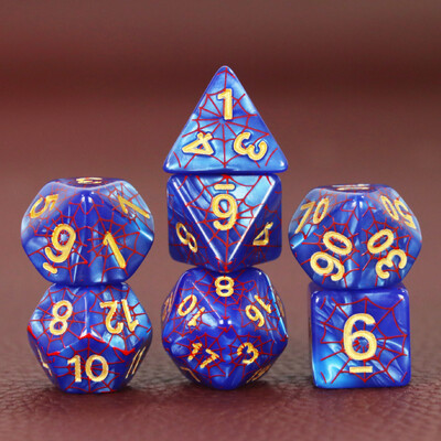 Komplet poliedarskih DND kocki u dizajnu paukove mreže - savršen za društvene igre D4 D6 D8 D10 D00 D12 D20 KOCKE