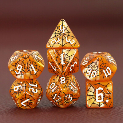 Komplet poliedarskih DND kocki u dizajnu paukove mreže - savršen za društvene igre D4 D6 D8 D10 D00 D12 D20 KOCKE