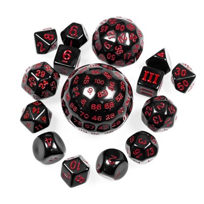 Poludie DND 15 Pcs Dice Set Polyhedral for Board Game Role-Playing D&D RPG D3 D4 D5 D6 D7 D8 D10 D% D12 D16 D20 D24 D30 D60 D100