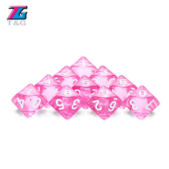 D10 Polyhedral Dice 10Pcs/Set DND Games for Marble Transparent for Funny Party Board Game