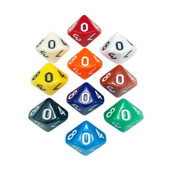 D10 Polyhedral Dice 10Pcs/Set DND Games for Marble Transparent for Funny Party Board Game