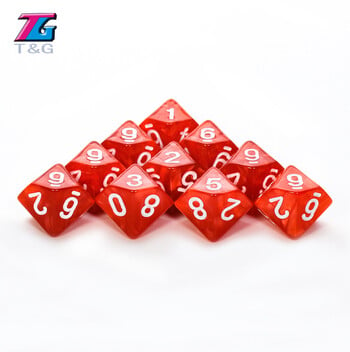 D10 Polyhedral Dice 10Pcs/Set DND Games for Marble Transparent for Funny Party Board Game