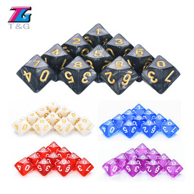 D10 Polyhedral Dice 10Pcs/Set DND Games for Marble Transparent for Funny Party Board Game