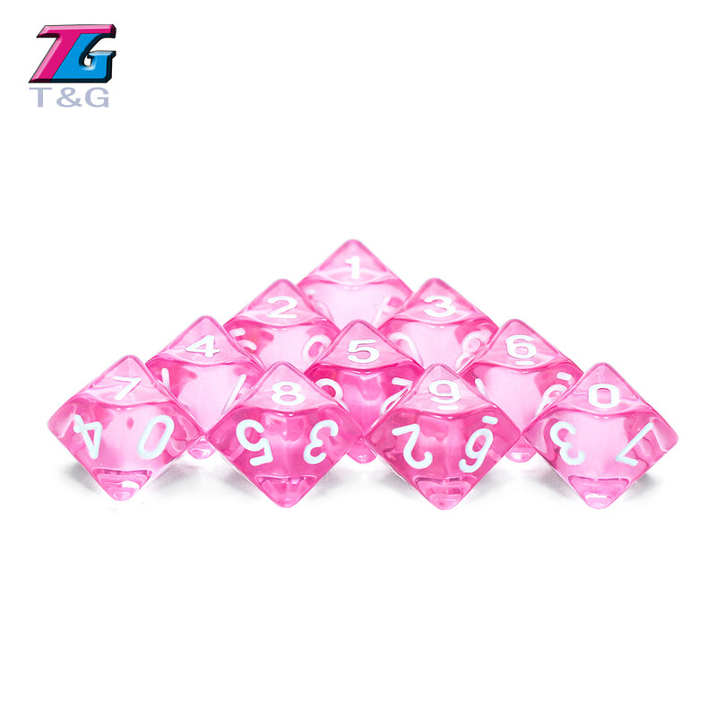 D10 Polyhedral Dice 10Pcs/Set DND Games for Marble Transparent for Funny Party Društvena igra