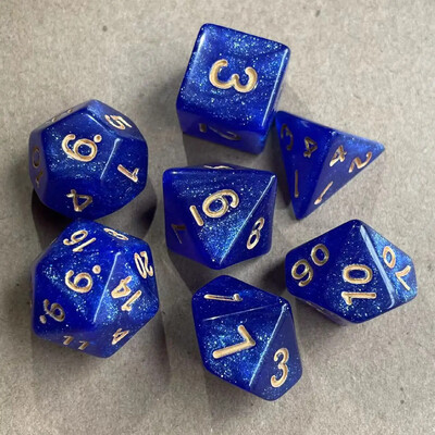 7 komada svjetlucavih zlatnih fonta Set kockica za stolne igre Digitalne kockice D4 D6 D8 D10 D% D12 D20 Komplet poliedarskih kockica za DND TPRG PRG