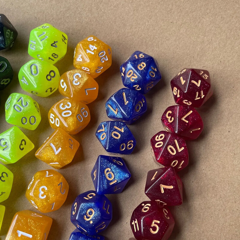 7 komada svjetlucavih zlatnih fonta Set kockica za stolne igre Digitalne kockice D4 D6 D8 D10 D% D12 D20 Komplet poliedarskih kockica za DND TPRG PRG