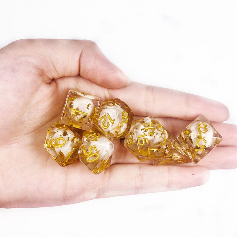 Novi 7-dijelni set akrilnih poliedarskih kockica Bar igračke ispunjene patkama D6 Podaci D8 D10 D12 D20 Uloga kockica za TRPG DND pribor