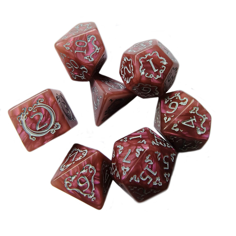 7 tk/komplekt DND täringukomplekt mitmetahuline D&D RPG täringumäng Rollimäng Lauamängud Täringuõpetus Matemaatika täringud D4 D6 D8 D10 D12 D20 täringud